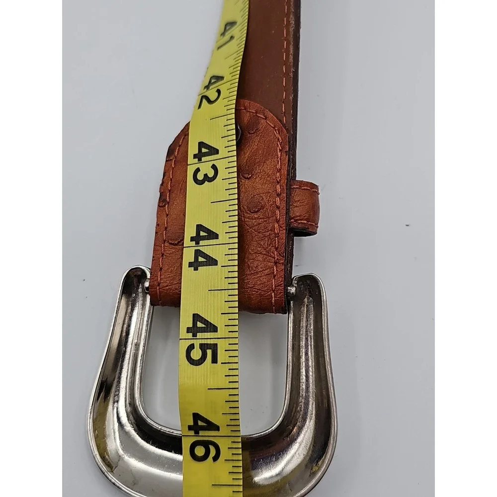 Vintage Western Brown Leather Belt Silver Conchos Ornate Buckle 38-42